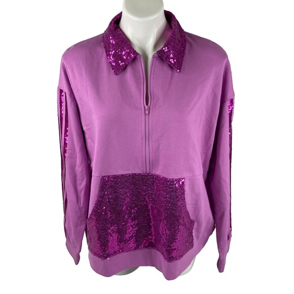 Fantastic Fawn Jackets & Blazers - Fantastic Fawn Women Small Purple Track Jacket Sequin 1/2 Zip NWT